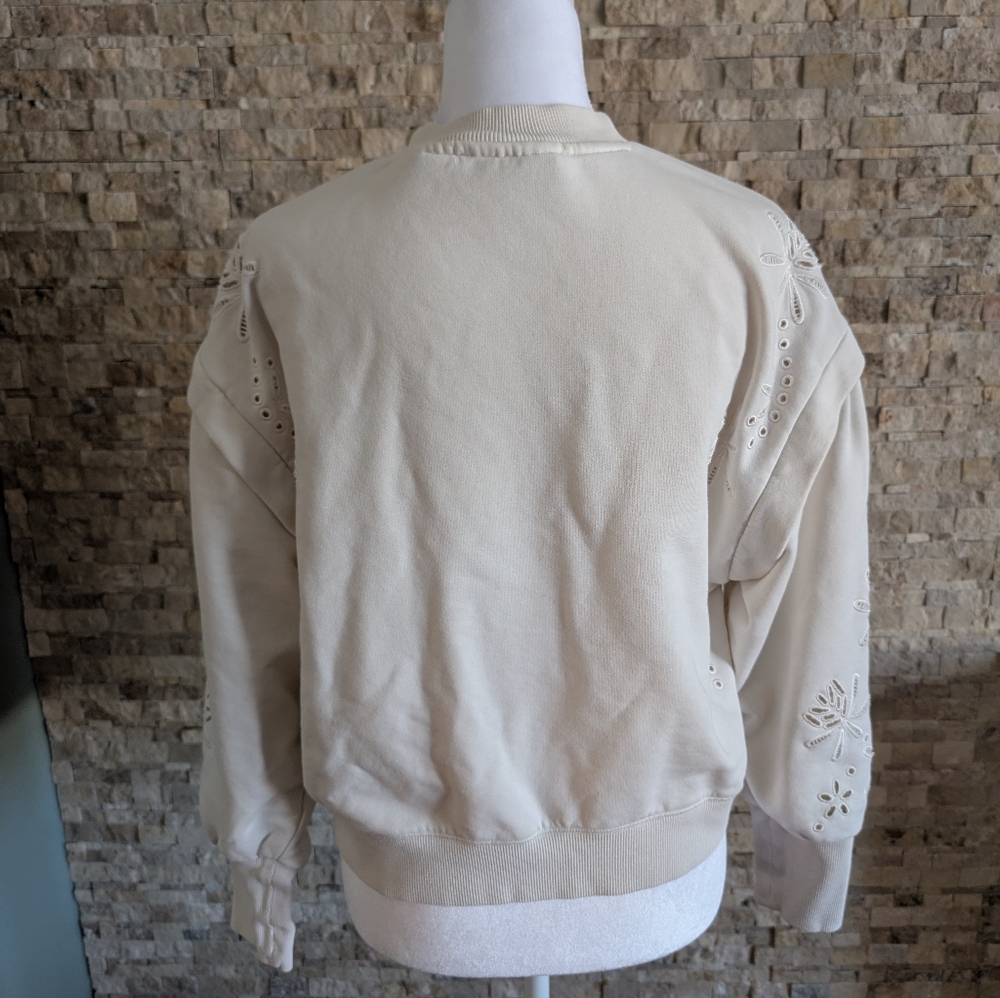 Scotch & Soda Eyelet Embroider Knit Crop Sweatshirt XS Feminine Coquette Floral - Picture 13 of 14